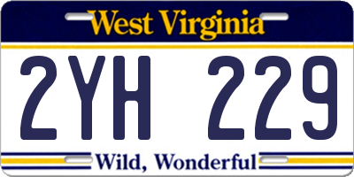 WV license plate 2YH229