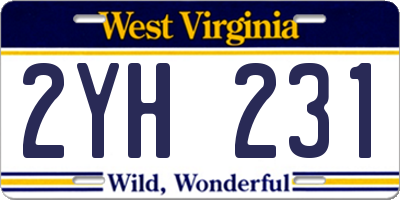WV license plate 2YH231