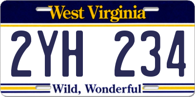 WV license plate 2YH234