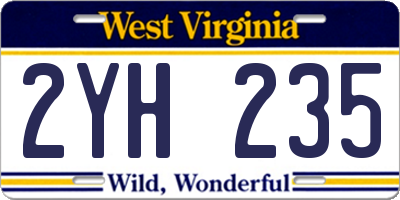 WV license plate 2YH235