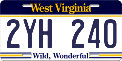 WV license plate 2YH240
