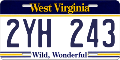 WV license plate 2YH243