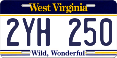 WV license plate 2YH250