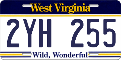 WV license plate 2YH255