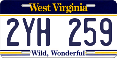 WV license plate 2YH259