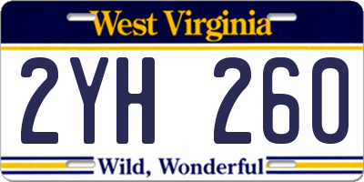 WV license plate 2YH260