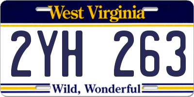 WV license plate 2YH263