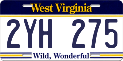 WV license plate 2YH275