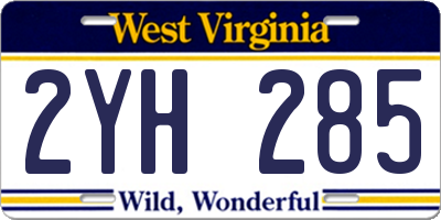 WV license plate 2YH285