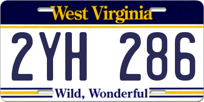 WV license plate 2YH286
