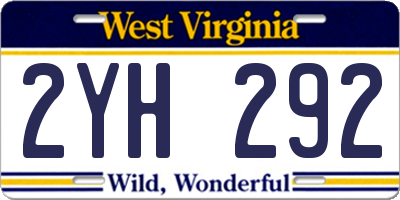 WV license plate 2YH292