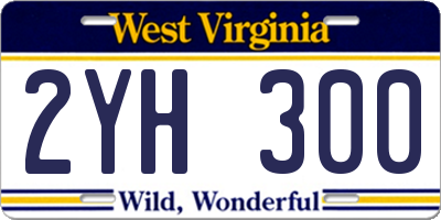 WV license plate 2YH300