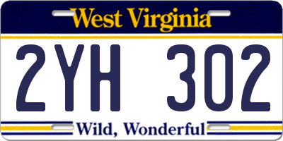WV license plate 2YH302