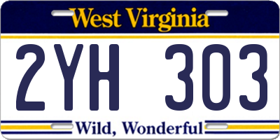 WV license plate 2YH303