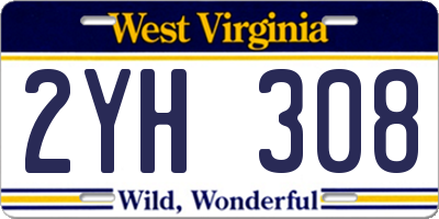 WV license plate 2YH308