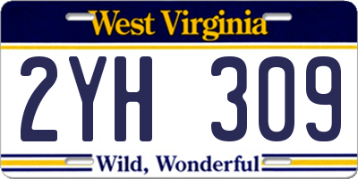 WV license plate 2YH309