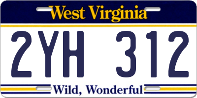 WV license plate 2YH312