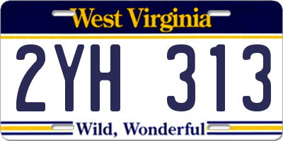 WV license plate 2YH313