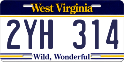 WV license plate 2YH314