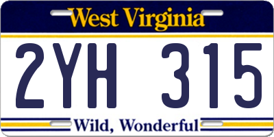 WV license plate 2YH315
