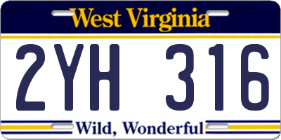 WV license plate 2YH316