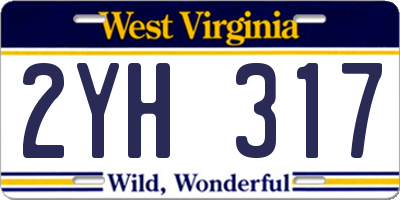 WV license plate 2YH317