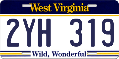 WV license plate 2YH319
