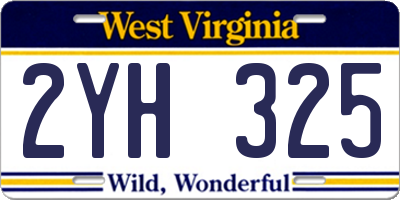 WV license plate 2YH325