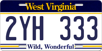 WV license plate 2YH333