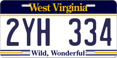 WV license plate 2YH334