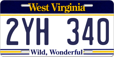 WV license plate 2YH340
