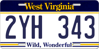 WV license plate 2YH343