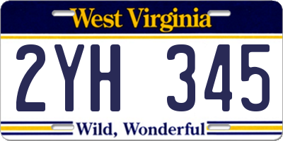 WV license plate 2YH345