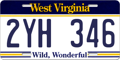 WV license plate 2YH346