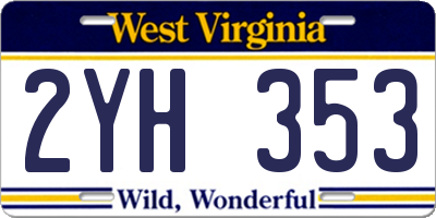 WV license plate 2YH353