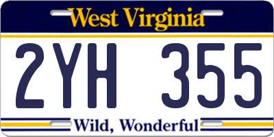 WV license plate 2YH355