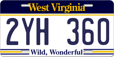 WV license plate 2YH360
