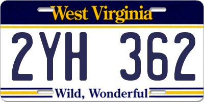 WV license plate 2YH362