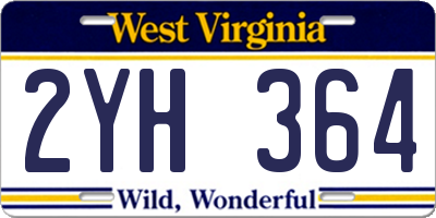 WV license plate 2YH364