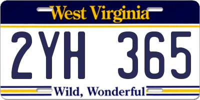 WV license plate 2YH365