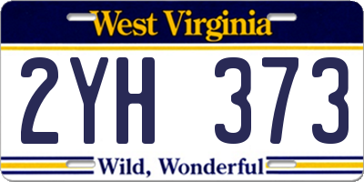 WV license plate 2YH373