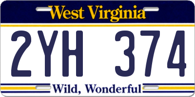 WV license plate 2YH374