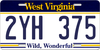 WV license plate 2YH375