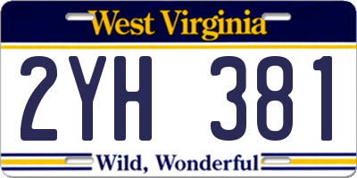 WV license plate 2YH381