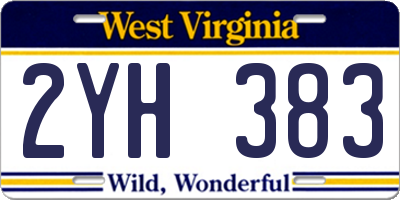 WV license plate 2YH383