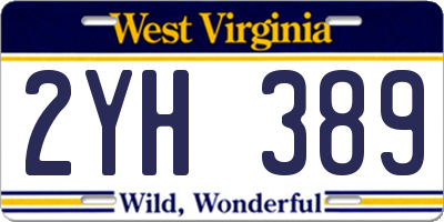 WV license plate 2YH389
