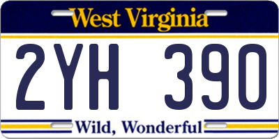 WV license plate 2YH390