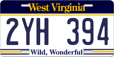 WV license plate 2YH394