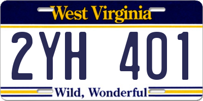 WV license plate 2YH401
