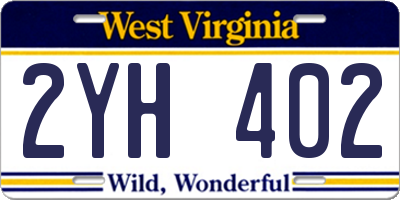 WV license plate 2YH402